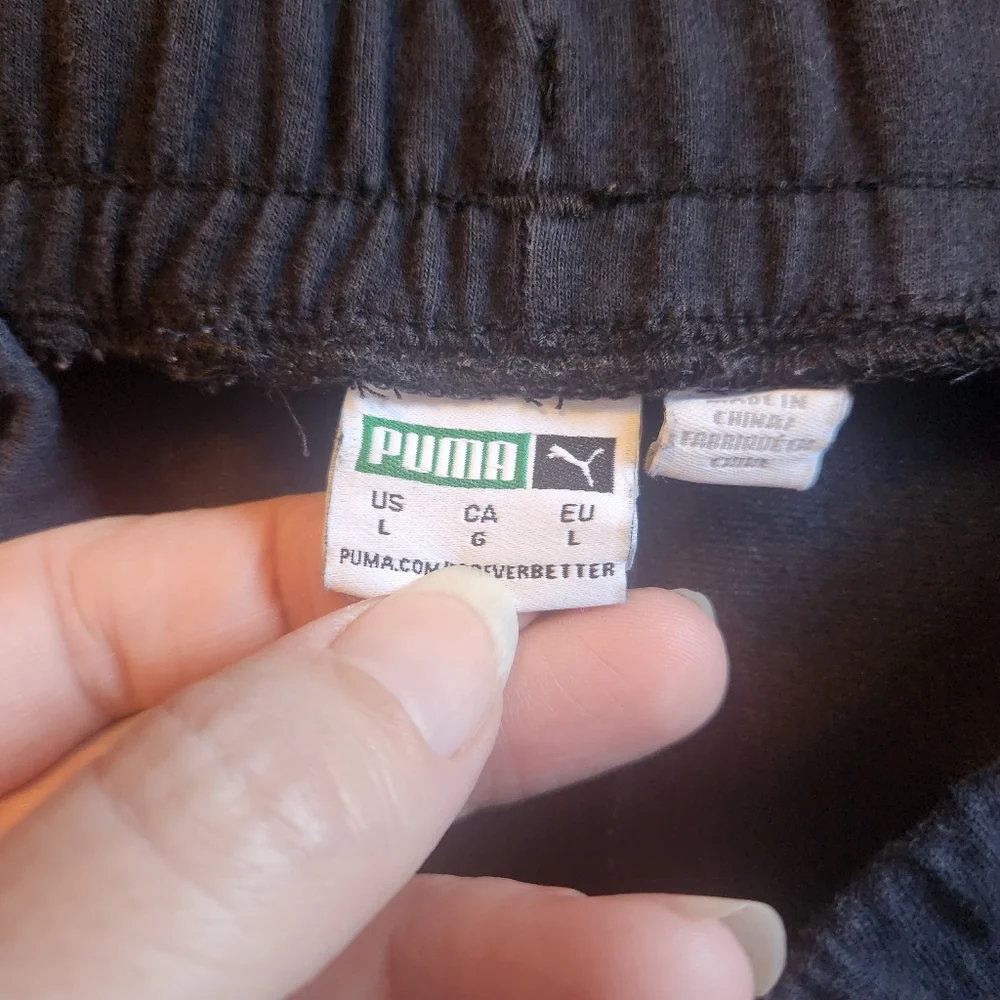 PUMA Black Training Jogger Pants Mesh Side Label Vertical Wordmark Logo Size L - Picture 5 of 5
